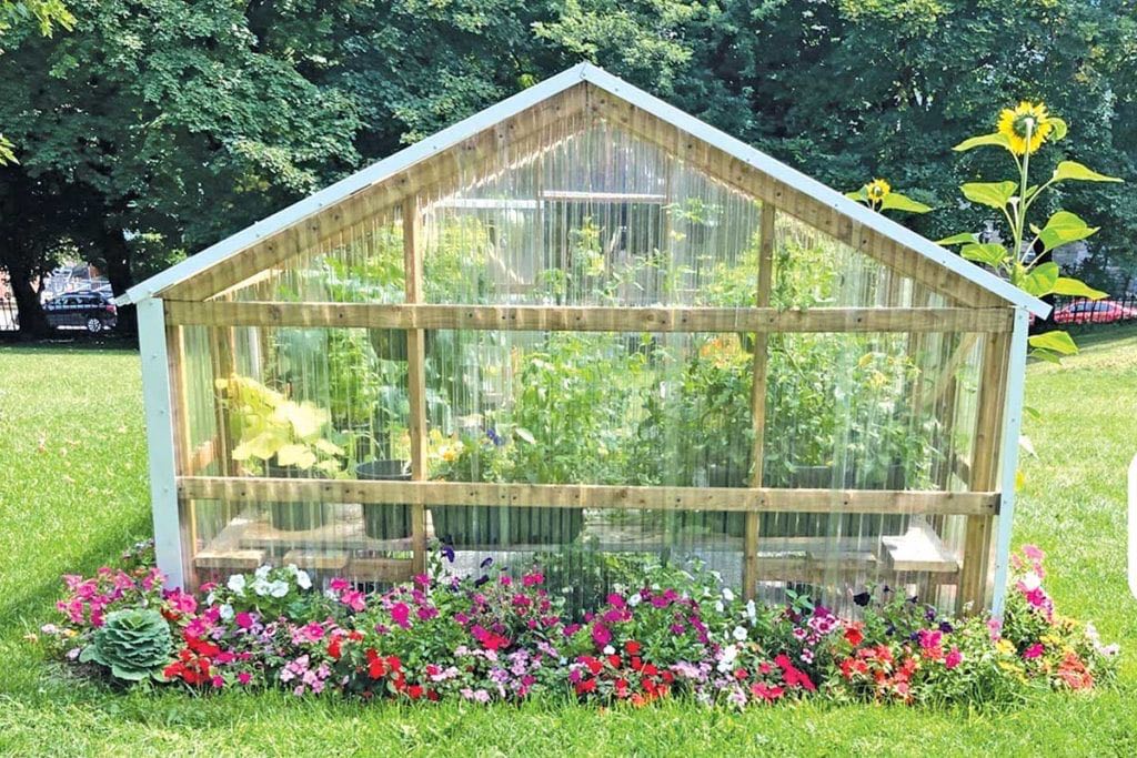 the greenhouse that is in the cathedral’s green space