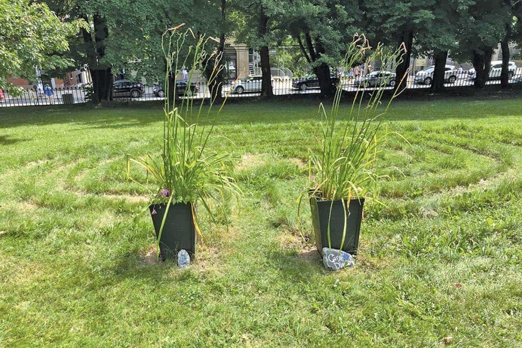 Photograph by Claire Donnan of the labyrinth that was cut into the lawn just below the Anglican Cathedral in St. John’s last summer.