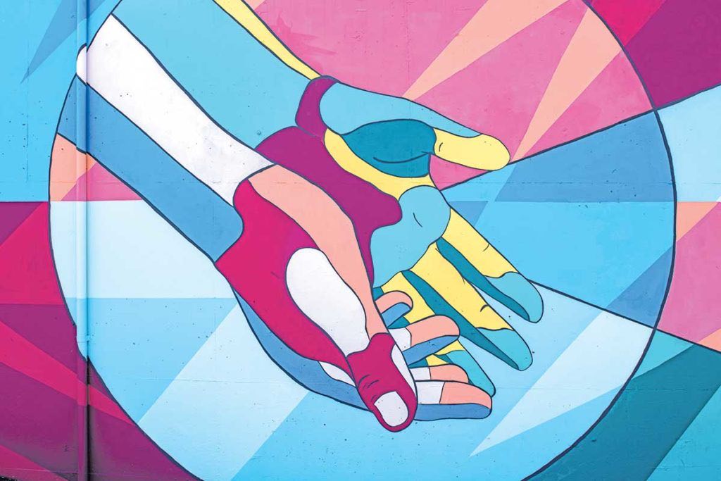 “Colorful hands” by George Fox students Annabele Wombatcher, Jared Mar, and Sierra Ratcliff