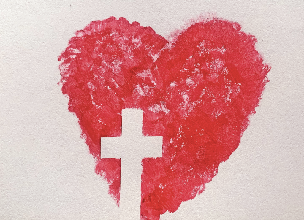 Image of cross on a heart