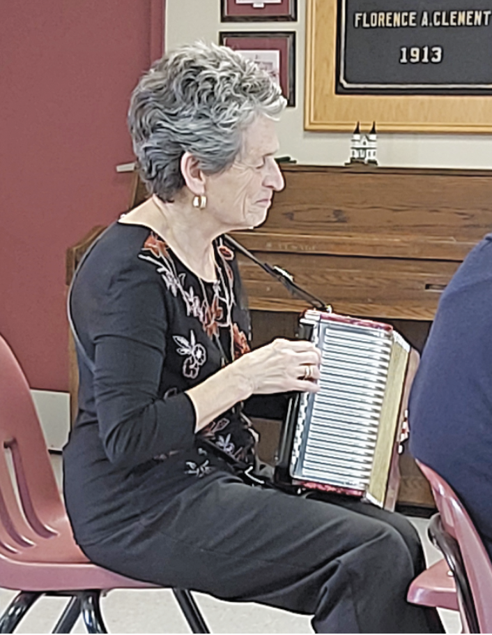playing accordion at Lenten quiet day