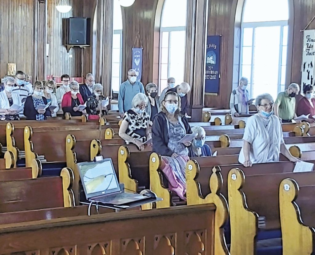 people gathered for worship