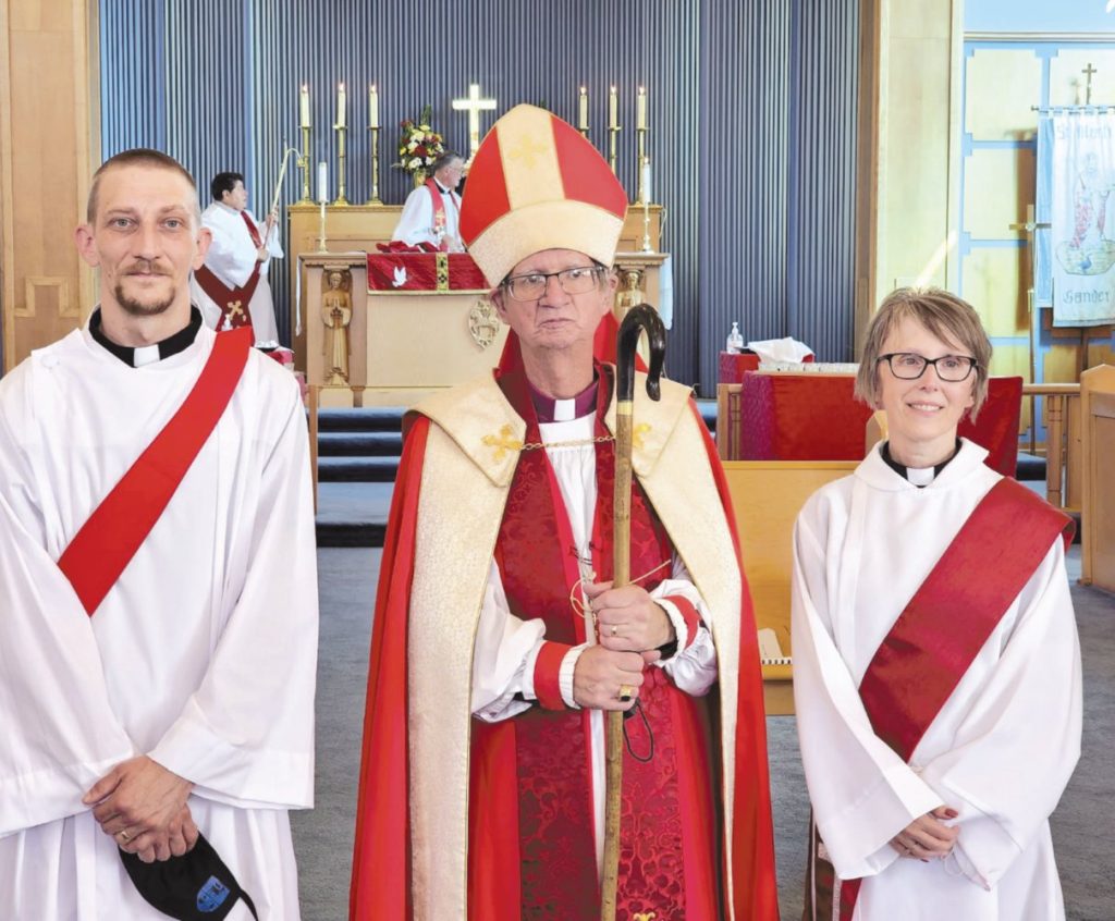 Maxine Abbott and Jonathon Durdle with Bishop Watton