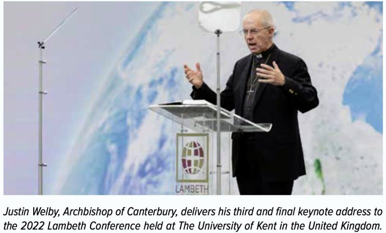 Justin Welby, Archbishop of Canterbury, delivers his third and final keynote address to the 2022 Lambeth Conference held at The University of Kent in the United Kingdom.