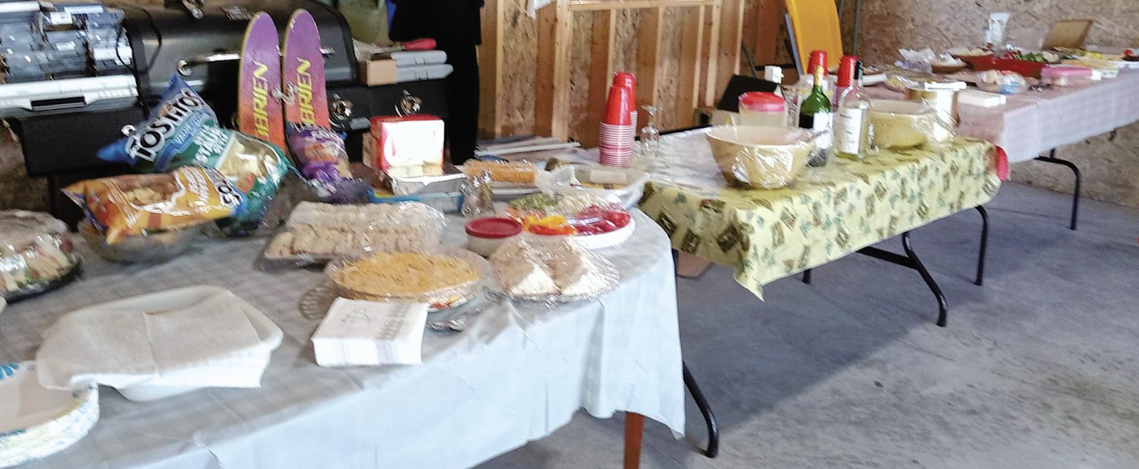 food on long table
