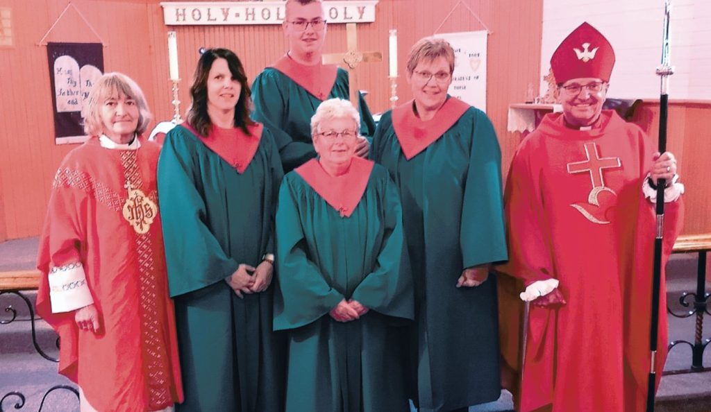 The Choir with Bishop John Organ and The Rev’d Elsie Rose, rector