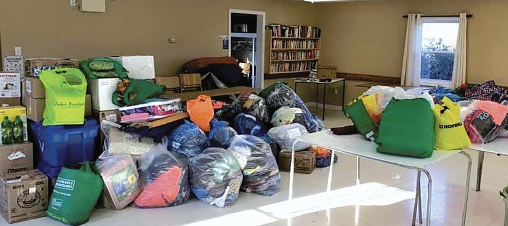 Some of the items that were collected, bagged, and ready for the people of Port aux Basques
