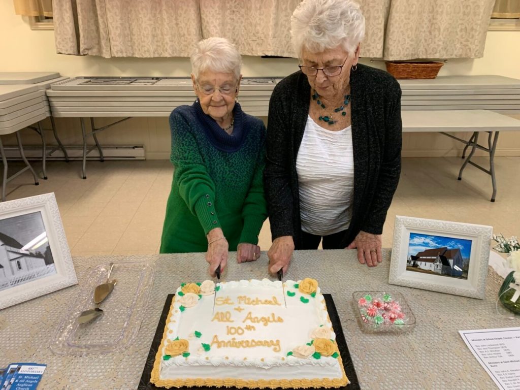 Centennial Celebrations at St. Michael and All Angels’, Creston, cutting the cake