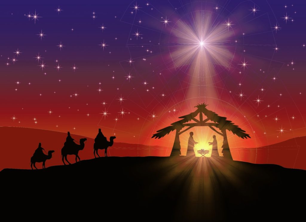 illustration of Christ's nativity with the wise men arriving by losw from shutterstock.com being used for Christmas message by Bishop Sam Rose in 2024.