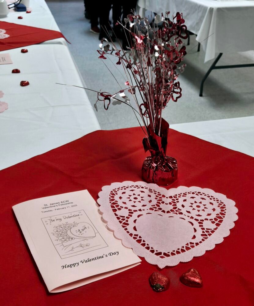 a table decorated for Valentine's Day