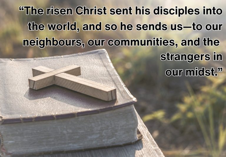 a wooden cross on a Bible in the sunshine with a quotation from this article