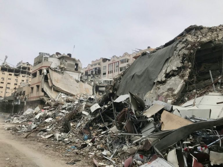 rubble and debris from the destruction in Gaza