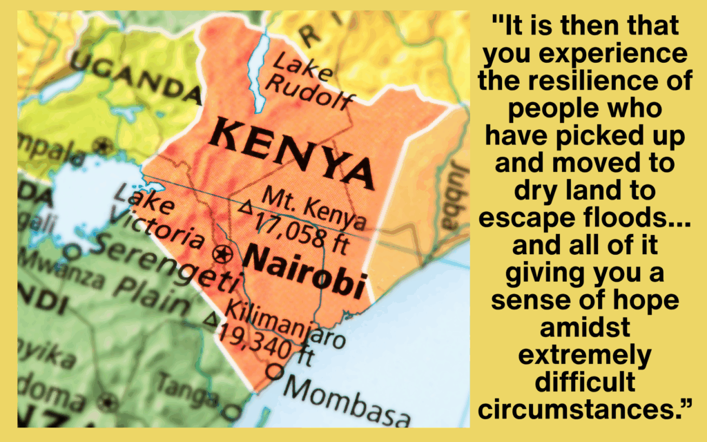 map of Kenya on a yellow background with a quotation from the text of this article included