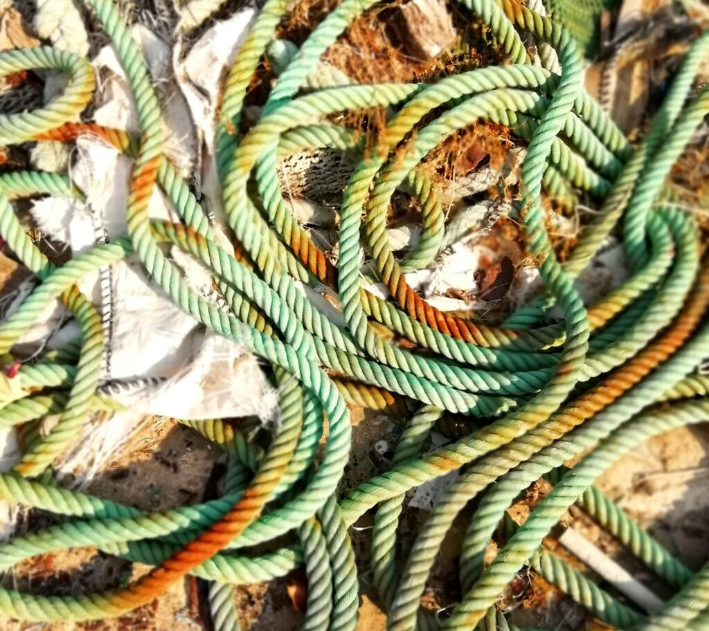 fishing ropes in a pile