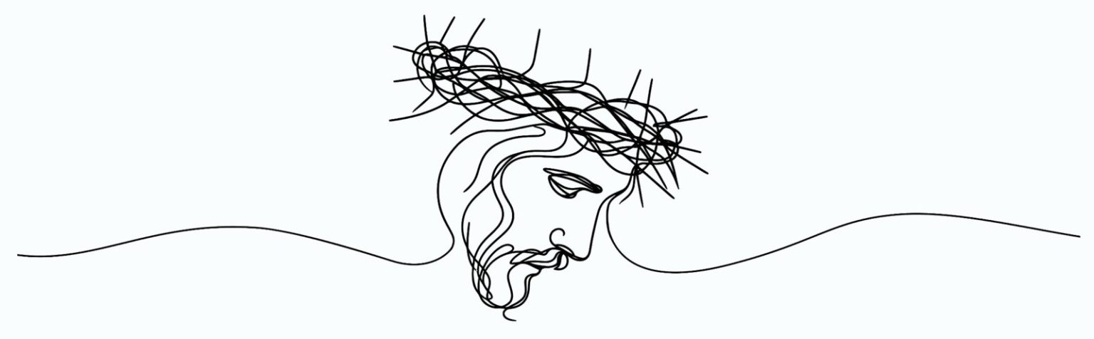 line drawing of Jesus wearing the crown of thorns