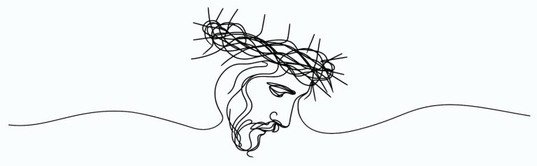 line drawing of Jesus wearing the crown of thorns