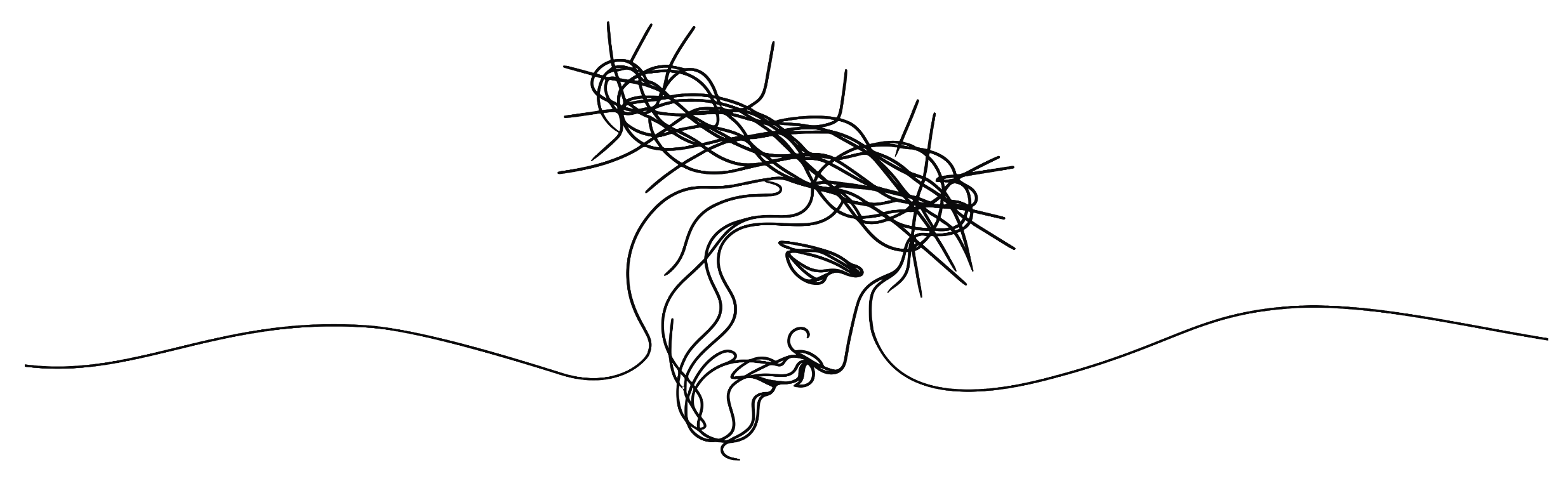 line drawing of Jesus wearing the crown of thorns