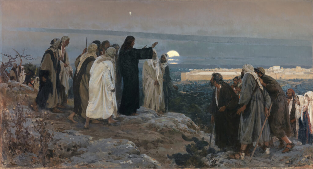 painting of Jesus looking at the city of Jerusalem