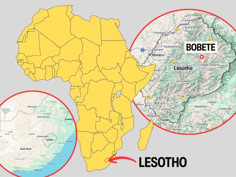 a map of Africa showing the locatin of Lesotho