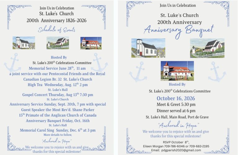 two posters with information about the upcoming 200th celebrations for St. Luke's Church