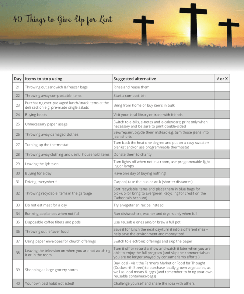 40 Things To Give Up For Lent Anglican Life