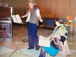 Michael Donnan and Catherine Cornick serenade friends at a Cathedral Soiree photograph by Harold Haines