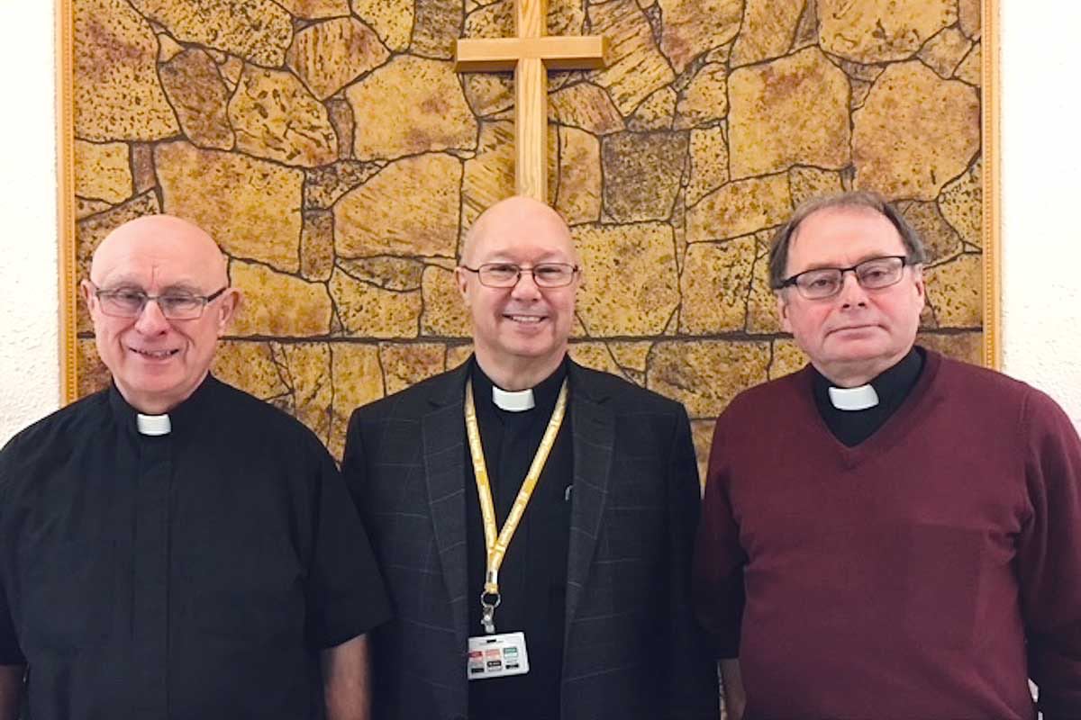 Left to right: Canon Iliffe Sheppard, Rev’d David Pilling, and Canon Edward Keeping, Anglican Hospital Chaplains