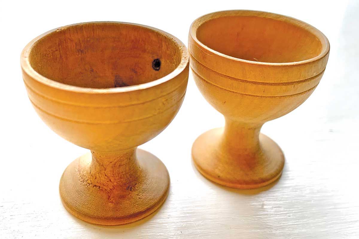 Two wooden cups, used by Fr. Jonathan's paternal grandparents in the Holy Lands