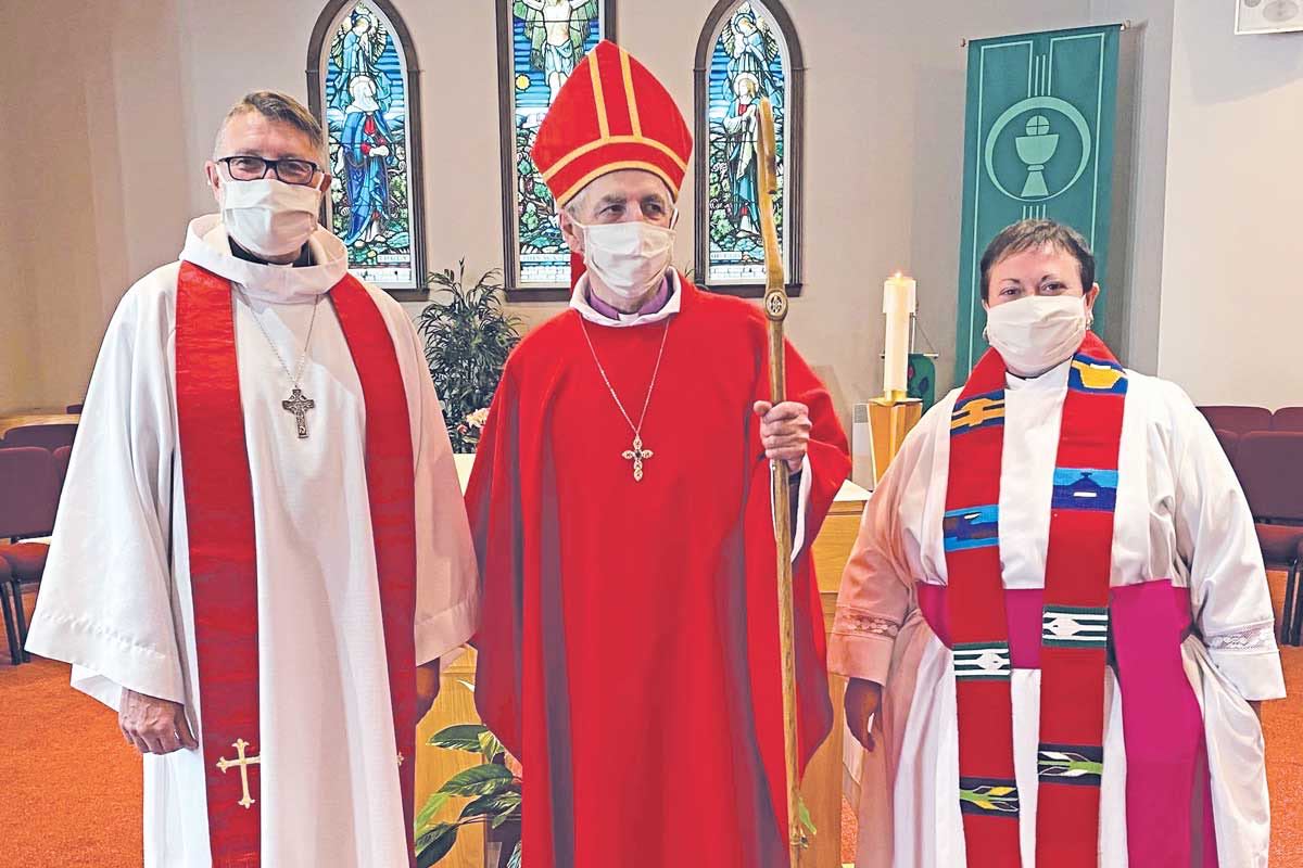 Left to right: Archdeacon Gerald Westcott, Bishop Pitman, and Archdeacon Charlene Taylor