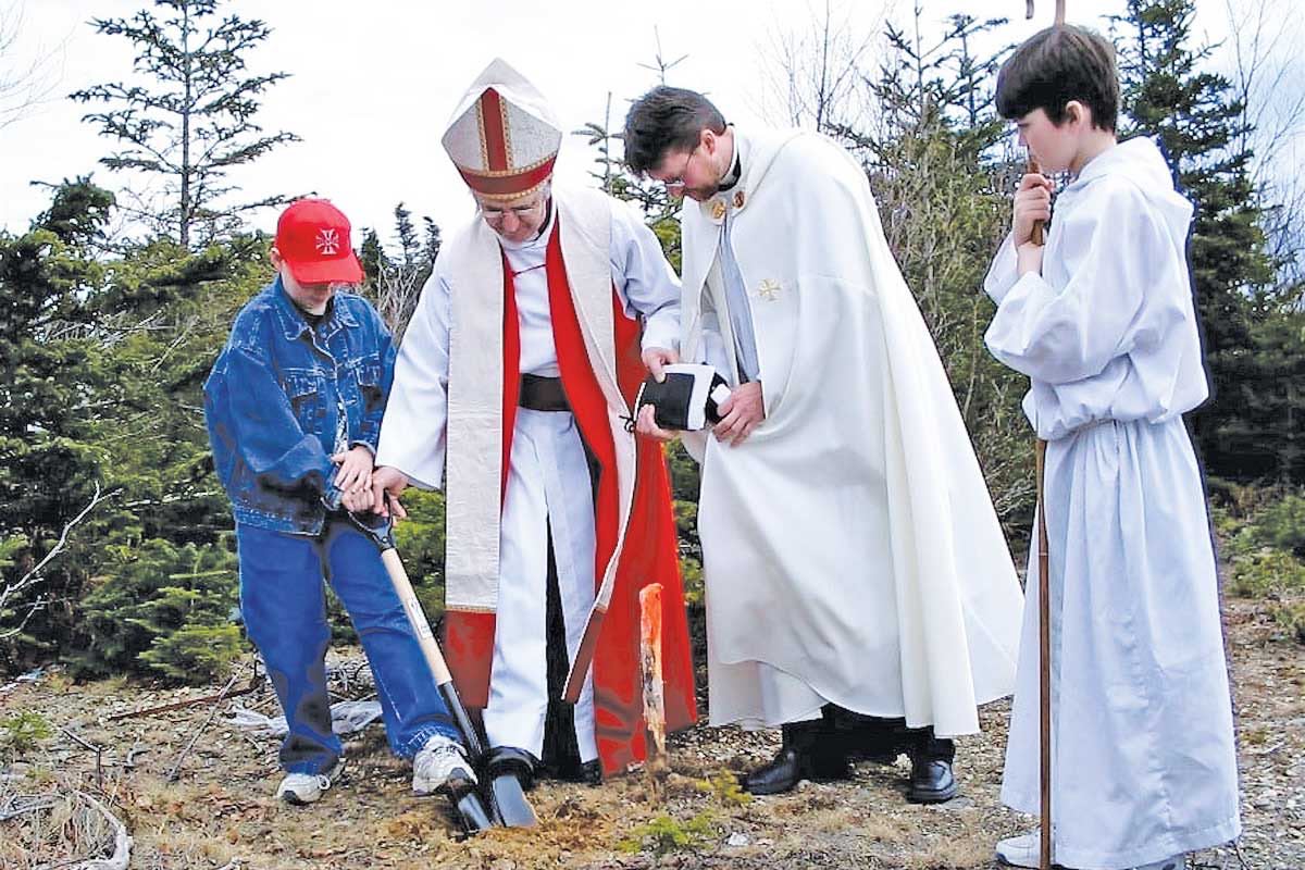 This photograph was taken in 2004 when the sod was turned for what is now that Oratory of the Resurrection. Bishop Cy Pitman, then the Bishop of Eastern Newfoundland and Labrador, can be seen with Archdeacon Gerald.