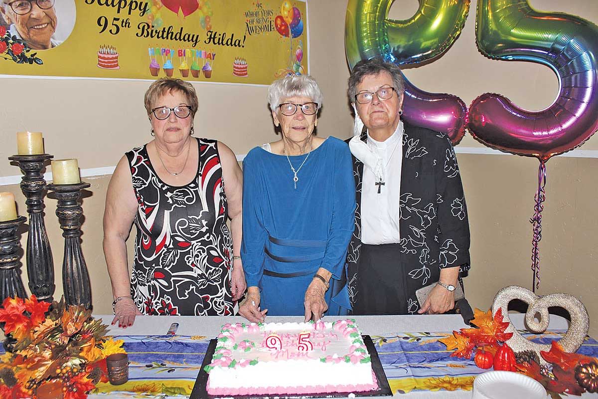 In the above photo, from left to right: Brenda House (daughter of Hilda), “the birthday lady” Mrs. House, and the Rev’d Kay Osmond.