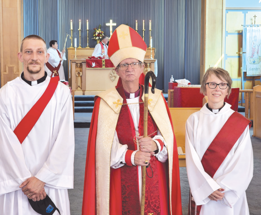 Maxine Abbott and Jonathon Durdle with Bishop Watton