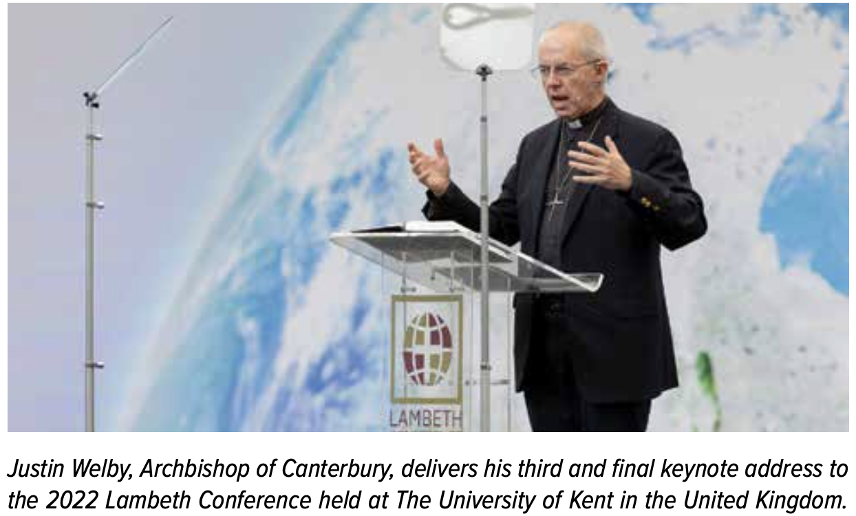 Justin Welby, Archbishop of Canterbury, delivers his third and final keynote address to the 2022 Lambeth Conference held at The University of Kent in the United Kingdom.
